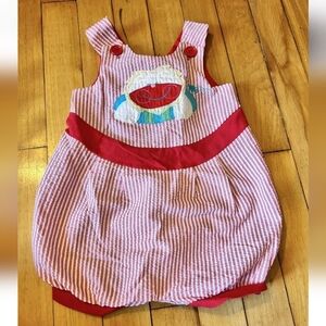 Vintage Pete's Partner Sz 18 Month Toddler Girls Red White striped bubble Romper